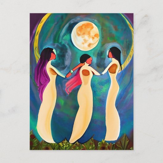 月の下で神が祝福 ポストカード (正面)