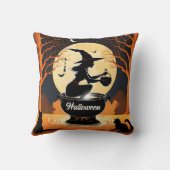 月の下で魔法の魔女がポーションを醸造する クッション (裏面)