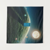 月の下のドア – シュールな夢のコアアート タペストリー (正面(横))