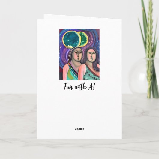 月の下の二人の女性 カード (裏面)