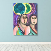 月の下の二人の女性 キャンバスプリント (インサイチュ (ウッドフロア))