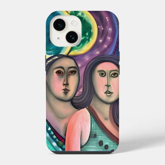 月の下の二人の女性 iPhoneケース (裏面)