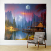 月の下の入り江のキャビン タペストリー (インサイチュ(横))