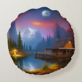 月の下の入り江のキャビン ラウンドクッション (裏面)