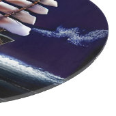 月の下の海に照らされた船 カッティングボード (角)