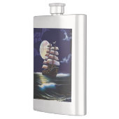 月の下の海に照らされた船 フラスク (左)