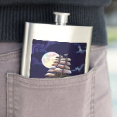 月の下の海に照らされた船 フラスク (インサイチュ)