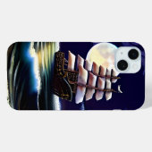 月の下の海に照らされた船 Case-Mate iPhoneケース (裏面 (横))