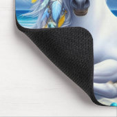 月の下の白馬と馬 マウスパッド (コーナー)