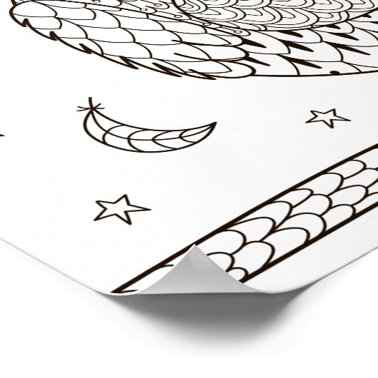 月の下の色のページフクロウ ポスター (角)