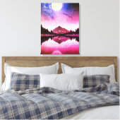 月の下の超現実的な夜景山 キャンバスプリント (インサイチュ (寝室))