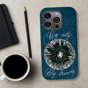 月の下の黒と白のパノラマの都市 Case-Mate iPhone 14 PROケース