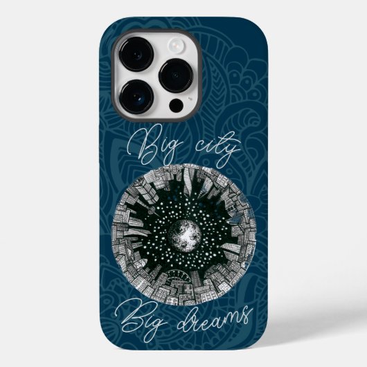 月の下の黒と白のパノラマの都市 Case-Mate iPhoneケース (裏面)