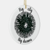 月の下の黒と白のパノラマシティ セラミックオーナメント (右)