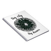 月の下の黒と白のパノラマシティ ノートブック (右側)