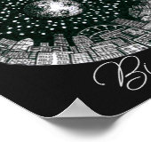 月の下の黒と白のパノラマシティ ポスター (角)