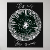 月の下の黒と白のパノラマシティ ポスター (正面)