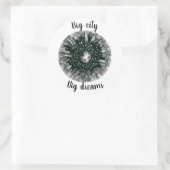 月の下の黒と白のパノラマシティ ラウンドシール (バッグ)