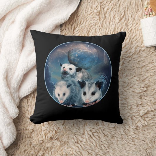 月の下の3つのオポサム3ポサムと死んだ月C クッション (ブランケット)