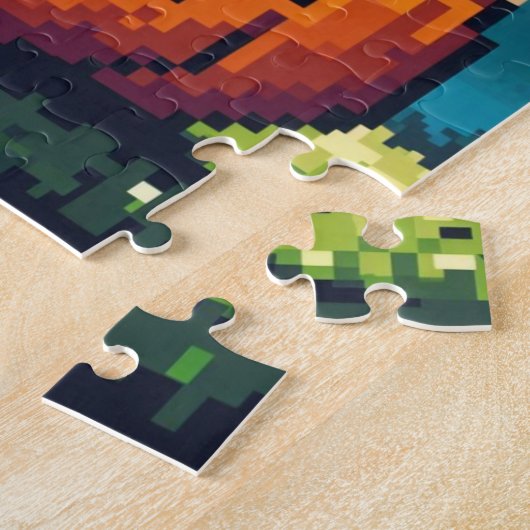 月の下の8ビットハロウィンカボチャ ジグソーパズル (側面)