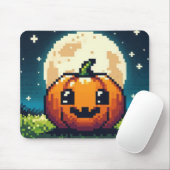 月の下の8ビットハロウィンカボチャ マウスパッド (マウス)
