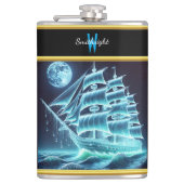 月の下を航海する魅惑の海賊白熱［赤熱］光を放つ船 フラスク (正面)