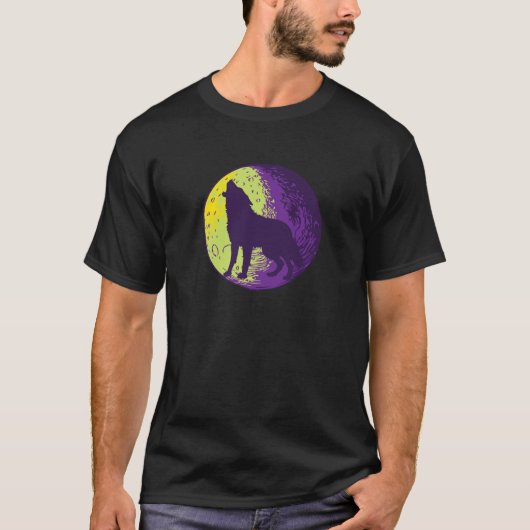 月の中で吠える狼クール Tシャツ (正面)