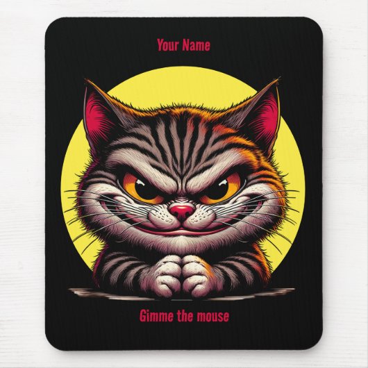 月の中のグリメイキング猫 マウスパッド (正面)