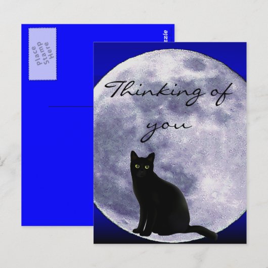 月の中の猫 ポストカード (正面/裏面)