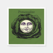 月の中の男ヴィンテージ頭 スタンダードカクテルナプキン (正面)