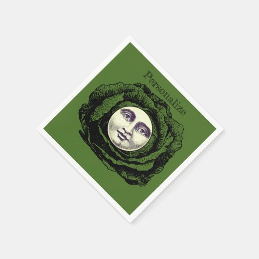 月の中の男ヴィンテージ頭 スタンダードカクテルナプキン (角)