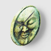 月の中の石人 ラウンド壁時計 (傾斜)