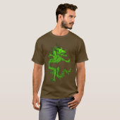 月の中の青いカラフルな中国の伝統的なドラゴン Tシャツ (正面フル)