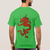 月の中の青いカラフルな中国の伝統的なドラゴン Tシャツ (裏面)