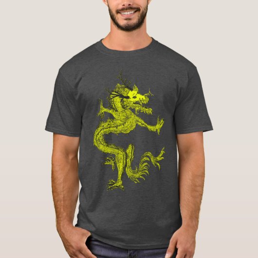 月の中の青いカラフルな中国の伝統的な龍 Tシャツ (正面)