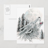 月の中の顔でハウリング ポストカード (正面/裏面)