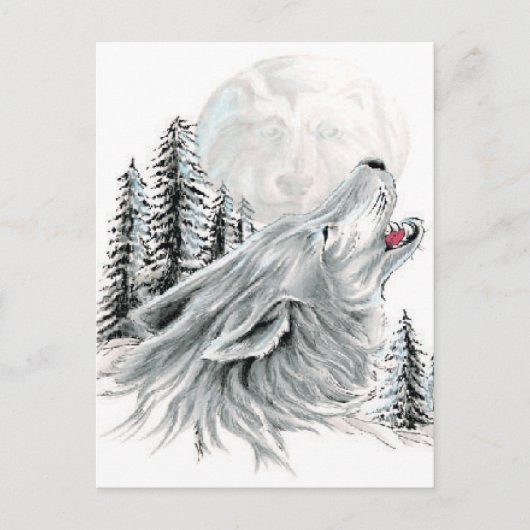 月の中の顔でハウリング ポストカード (正面)