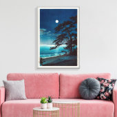 月の二宮海岸,川瀬巴水ムーンin二宮ビーチ,河瀬蓮井 キャンバスプリント (インサイチュ (リビング))