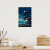 月の二宮海岸,川瀬巴水ムーンin二宮ビーチ,河瀬蓮井 ポスター (キッチン)