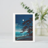 月の二宮海岸,川瀬巴水ムーンin二宮ビーチ,河瀬蓮井 ポストカード (スタンド正面)