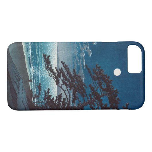 月の二宮海岸、Ninomiyaのビーチ、Hasui Kawaseの川瀬巴水の月 Case-Mate iPhoneケース (裏面(横))