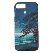 月の二宮海岸、Ninomiyaのビーチ、Hasui Kawaseの川瀬巴水の月 Case-Mate iPhoneケース (裏面)