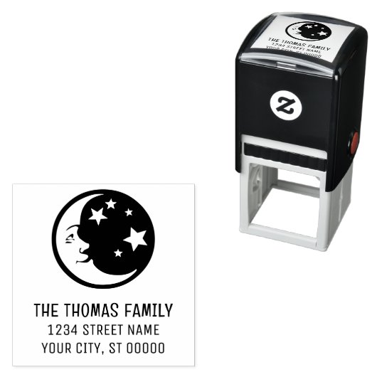 月の人と星の名前のアドレス セルフインキングスタンプ (インサイチュ)