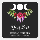 月の付いた薬草療法ラベルの修復 スクエアシール (正面)