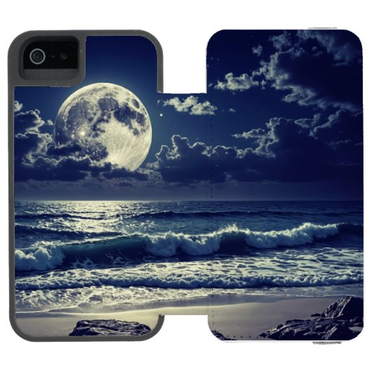 月の付いた電話デザイン INCIPIO iPhoneウォレットケース (フォリオ Open)