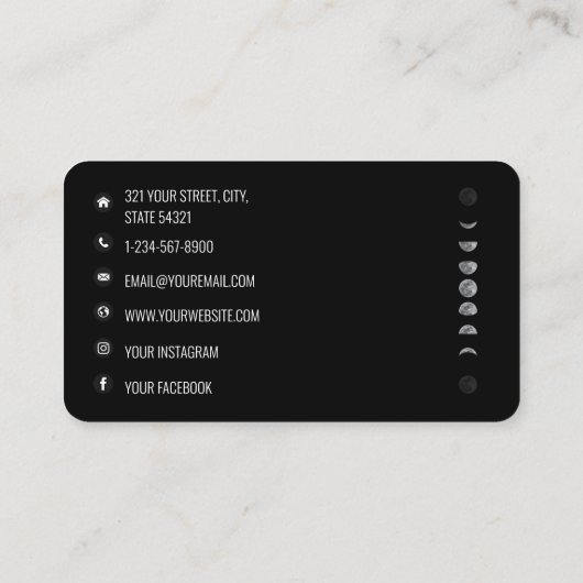 月の位相の天体のソーシャルメディアのアイコン 名刺 (裏面)