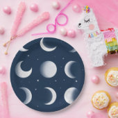 月の位相グリッド 天体パターン デザイン ペーパープレート (パーティー)