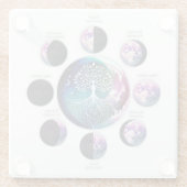 月の位相チャートと生命の木を持つガラスのコースター ガラスコースター (裏面)