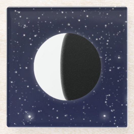 月の位相、3/6 ガラスコースター (正面)