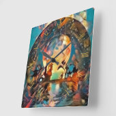 月の光がアジアの夜にシルエットとなる スクエア壁時計 (傾斜)